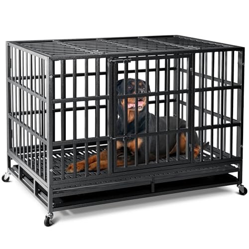 Heavy Duty Chew Proof Dog Crate for Large and High Anxiety Dogs